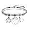 Birthday 201 Stainless Steel Charm Bracelets, Snake Chain Bracelets for Women, Hexagon & Heart & Flat Round, Stainless Steel Color, 3 inch(7.5cm)
