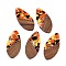 Transparent Resin and Walnut Wood Pendants, Teardrop Charms with Gold Foil, Yellow, 48.5x23.5x3.5mm, Hole: 2mm