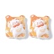 Opaque Resin Cabochons, Square with Bear, Orange, 26.5x21x9mm