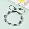 Natural  Chalcedony
 & Non-magnetic Synthetic Hematite Beaded Braided Bead Bracelets for Men Women, Oval, with 201 Stainless Steel Findings, Inner Diameter: 2~3-1/4 inch(5.2~8.4cm)