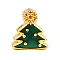 Christams Brass Enamel European Beads, Large Hole Beads, Golden, Christmas Tree, 12x11x7.5mm, Hole: 4mm