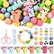 112Pcs 26 Styles Silicone Beads, with 10Pcs Rhinestone Spacer Beads, 3M Elastic Cord  and 1Pc Stainless Steel Scissor, for DIY Bear Themed Jewelry, Mixed Color, 29x25.5x13mm, Hole: 2mm