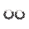 Glass Beaded Twisted Rope Hoop Earrings, 304 Stainless Steel Wire Wrap Jewelry for Women, Silver, Black, 29.5x30x5.5mm, Pin: 0.7x1mm