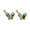 Natural Paua Shell Butterfly Pendants, with Brass Settings, Real 18K Gold Plated, 13x15.5x3mm, Hole: 5x2mm