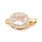 Brass Micro Pave Cubic Zirconia Box Clasps, with Glass, Oval, Real 18K Gold Plated, Clear, 18x9x7mm, Hole: 1.2mm