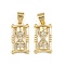 Brass Micro Pave Clear Cubic Zirconia Pendants, Funnel, Rack Plating, Long-Lasting Plated, Lead Free & Cadmium Free, Real 18K Gold Plated, 16x9x3mm, Hole: 4x3.5mm