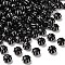 Opaque Acrylic Beads, Silver Metal Enlaced, Black, Rondelle, 12x8mm, Hole: 1.8mm, about 694pcs/500g