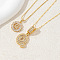 2Pcs 2 Styles Brass Pave Clear Cubic Zirconia Initial Pendant Necklace Sets, Golden, Letter Q, 17.72 inch(45cm), 1pc/style