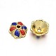 6-Petal Colorful Flower Brass Enamel Bead Caps KK-N0078-03-1