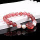 Браслеты из натуральных круглых бусин из клубничного кварца WG583E5-09-1
