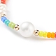 Bracciale da donna con perle di conchiglia e semi di vetro con ciondolo a goccia in ottone BJEW-TA00081-4