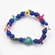 Bracelets extensibles pour enfants en perles synthétiques turquoise (teintes) BJEW-JB03889-2