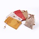 黄麻布製梱包袋ポーチ  巾着袋  木製のビーズで  ミックスカラー  14.6~14.8x10.2~10.3cm ABAG-L006-B-1