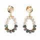Boucles d'oreilles pendantes en agate indienne naturelle avec perles de verre EJEW-TA00001-3