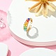 Colorful Glass Braided Bead Open Cuff Ring RJEW-TA00051-4