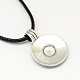 Flat Round Zinc Alloy Pendant Necklaces with Waxed Cord and Iron Findings NJEW-R228-14AS-3