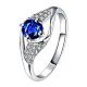 Silver Color Plated Brass Cubic Zirconia Oval Finger Rings For Party RJEW-BB06193-8B-1