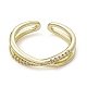 Rack Plating Brass Micro Pave Cubic Zirconia Open Cuff Rings RJEW-K257-19G-2
