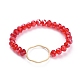 Bracelets extensibles en perles de verre rondelles à facettes BJEW-JB04991-04-1