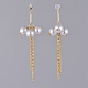 Boucles d'oreilles pendantes en perles de verre écologiques EJEW-JE03813-03-4