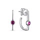 TINYSAND 925 Sterling Silver Silver Half Round Ruby Ear Stud TS-E334-S-2