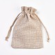 ポリエステル模造黄麻布包装袋  巾着袋  桃パフ  14x10cm ABAG-WH0008-03-2