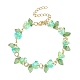 4Pcs 4 Color Acrylic & Glass Beaded Flower Linnk Chain Bracelets Set BJEW-TA00273-3