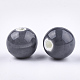 手作りの陶器ビーズ  光沢釉の磁器  ラウンド  スレートグレイ  14~14.5x13.5~14mm  穴：2.5~3mm PORC-S499-02I-2