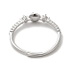 925 anello regolabile in argento sterling placcato in rodio con micro pavè di zirconi STER-NH0001-61P-3