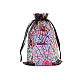 ハロウィンテーマの長方形プリントオーガンジー巾着バッグ  赤い蜘蛛の巣模様  ブラック  15x10cm CON-PW0001-068A-02-1
