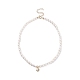 Shell Shaped Brass Pendant Necklace with Natural Pearl for Women NJEW-JN03831-2