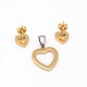Heart 304 Stainless Steel Ear Studs and Pendants Jewelry Sets SJEW-M033-14G-2