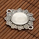 Tibetan Style Alloy Flower Connector Cabochon Bezel Settings and Flat Round Transparent Glass Cabochons DIY-X0208-AS-2