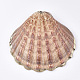 貝殻の大きなペンダントを電気メッキ  ホタテ貝  ライトゴールド  貝殻色  112~143x128~143x26~35mm  穴：4mm SHEL-T012-47-3
