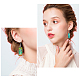 FIBLOOM 2 Pairs 2 Colors Glass Rectangle with Leaf Dangle Earring EJEW-FI0001-16-3
