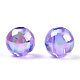 透明なアクリルビーズ  ab色メッキ  ラウンド  青紫色  10mm  穴：1.8mm  約950個/500g MACR-T046-01E-05-3