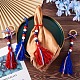 Crafans 4 pz 2 stile festa dell'indipendenza anello in legno e nappe in filato di lana decorazioni pendenti HJEW-CF0001-20-7