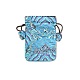 中国風の布の風景プリントバッグ  ジュエリー収納用の巾着ポーチ  長方形  ライトスカイブルー  15x10cm PW-WG48942-07-1