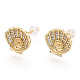 925 Sterling Silver Micro Pave Cubic Zirconia Stud Earring Findings STER-T004-40G-2