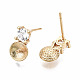 Brass Micro Pave Clear Cubic Zirconia Stud Earring Findings X-KK-T056-122G-NF-1