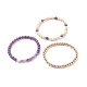 Ensemble de bracelets extensibles en perles de bois naturel BJEW-JB08497-4