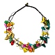 Mehrsträngige Halsketten aus gefärbten natürlichen Kokosnuggets mit Perlen NJEW-B088-05-1