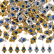 80 個 2 色の宗教合金ハムサハンドペンダント  青いナザールボンジュウ樹脂チャーム  アンティークシルバー＆アンティーク金色  20x13x4mm  穴：2mm  40個/カラー PALLOY-AB00136-1
