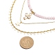 3pcs 3 style colliers pendentif croix et étoile en quartz rose naturel sertis de chaînes en laiton NJEW-JN04032-3