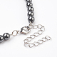 Colliers à bretelles en perles d'hématite synthétiques non magnétiques NJEW-JN02098-3