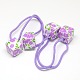 Girls Hair Accessories Ponytail Holder Resin Cube Bead with Flower Elastic Fiber Hair Ties OHAR-O001-17-2