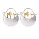 Two Tone Flower Basket Alloy Hoop Earrings JE1086A-1