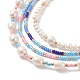Juego de collares con cuentas de semillas de vidrio y perlas naturales de 4 Uds. 4 estilos NJEW-JN04080-4
