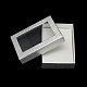 矩形バレンタインデーパッケージ厚紙のアクセサリーセットのボックスを表示します  ネックレス用  ピアスと指輪  銀  90x65x28mm CBOX-S001-90x65mm-01-1