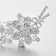 ウエディングヘアアクセサリー  花の合金ラインストーンブライダル装飾的な髪をくし  鉄の櫛で  銀  クリスタル  150x55mm OHAR-R099-17-2